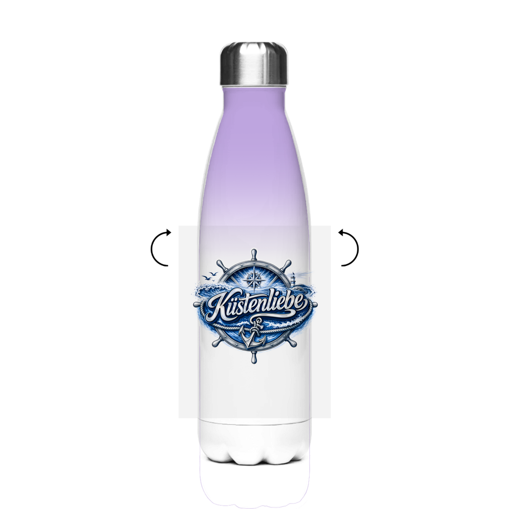Edelstahl-Thermoflasche Küstenliebe #602 blau-silber