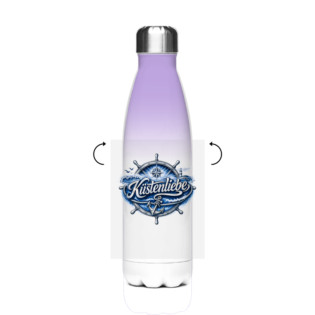 Edelstahl-Thermoflasche Küstenliebe #602 blau-silber