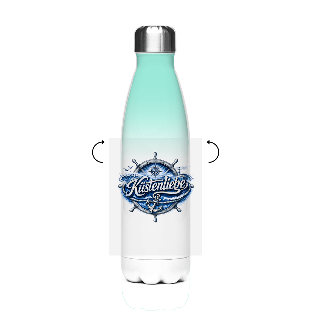 Edelstahl-Thermoflasche Küstenliebe #602 blau-silber