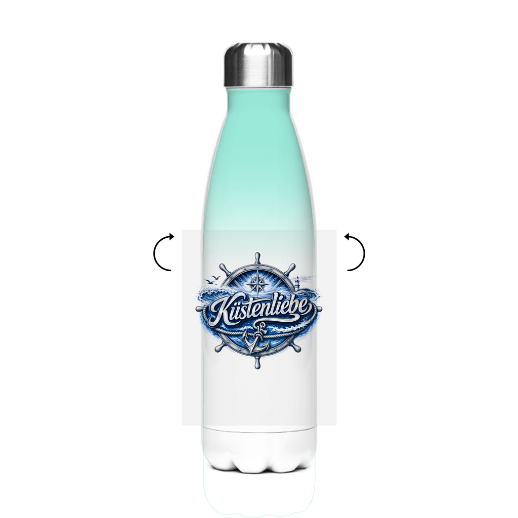 Edelstahl-Thermoflasche Küstenliebe #602 blau-silber
