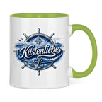 Keramik-Tasse zweifarbig  Küstenliebe #602 blau-silber