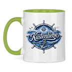 Keramik-Tasse zweifarbig  Küstenliebe #602 blau-silber