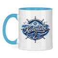 Keramik-Tasse zweifarbig  Küstenliebe #602 blau-silber