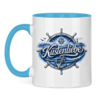 Keramik-Tasse zweifarbig  Küstenliebe #602 blau-silber
