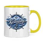Keramik-Tasse zweifarbig  Küstenliebe #602 blau-silber
