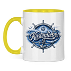 Keramik-Tasse zweifarbig  Küstenliebe #602 blau-silber