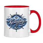 Keramik-Tasse zweifarbig  Küstenliebe #602 blau-silber