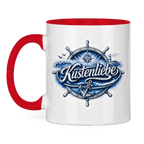 Keramik-Tasse zweifarbig  Küstenliebe #602 blau-silber