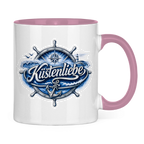 Keramik-Tasse zweifarbig  Küstenliebe #602 blau-silber