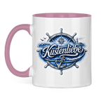 Keramik-Tasse zweifarbig  Küstenliebe #602 blau-silber