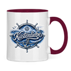 Keramik-Tasse zweifarbig  Küstenliebe #602 blau-silber