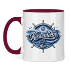 Keramik-Tasse zweifarbig  Küstenliebe #602 blau-silber