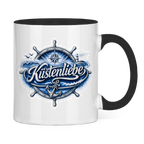 Keramik-Tasse zweifarbig  Küstenliebe #602 blau-silber