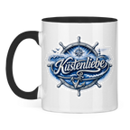 Keramik-Tasse zweifarbig  Küstenliebe #602 blau-silber
