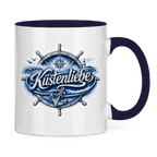 Keramik-Tasse zweifarbig  Küstenliebe #602 blau-silber