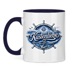 Keramik-Tasse zweifarbig  Küstenliebe #602 blau-silber