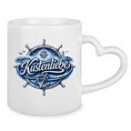 Keramik-Tasse mit Herzhenkel Küstenliebe #602 blau-silber