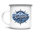 Emaille Tasse  Küstenliebe #602 blau-silber