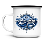 Emaille Tasse  Küstenliebe #602 blau-silber