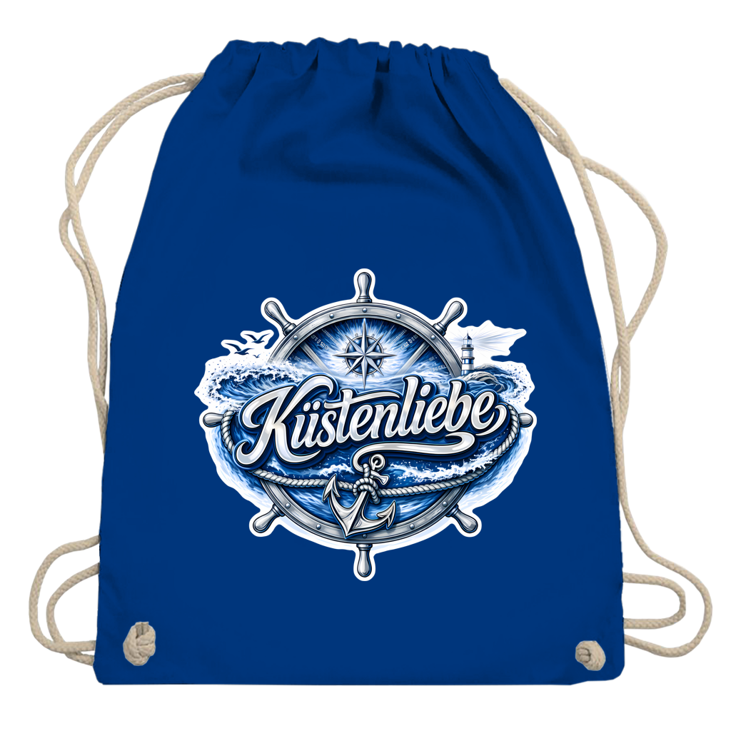 Kordelrucksack  Küstenliebe #602 blau-silber