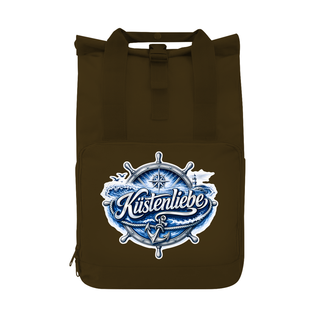 Rucksack mit Seitentasche  Küstenliebe #602 blau-silber Gr. L