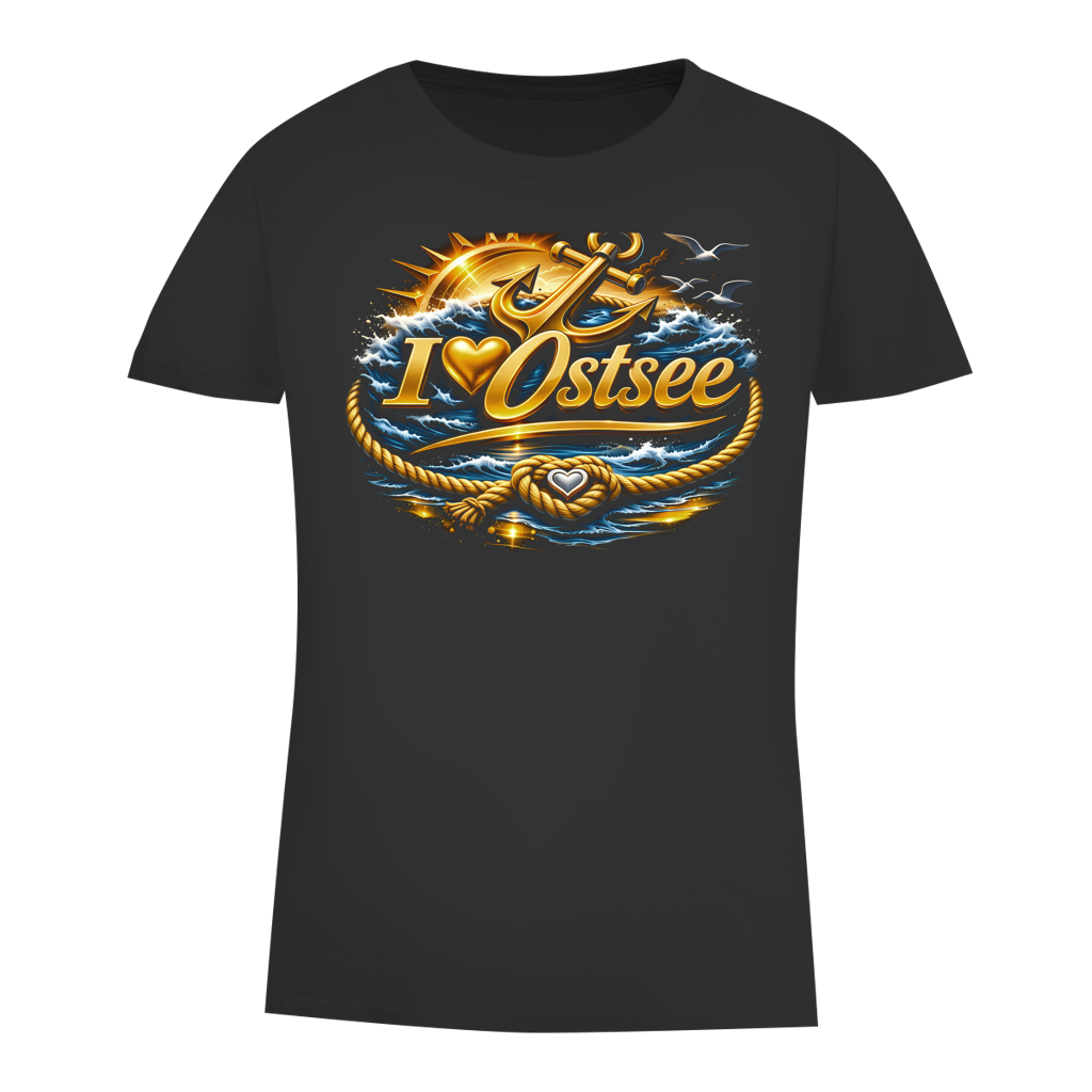 T-Shirt Damen  love Ostsee #607 gold