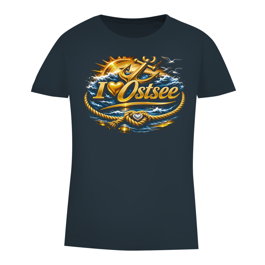 T-Shirt Damen  love Ostsee #607 gold