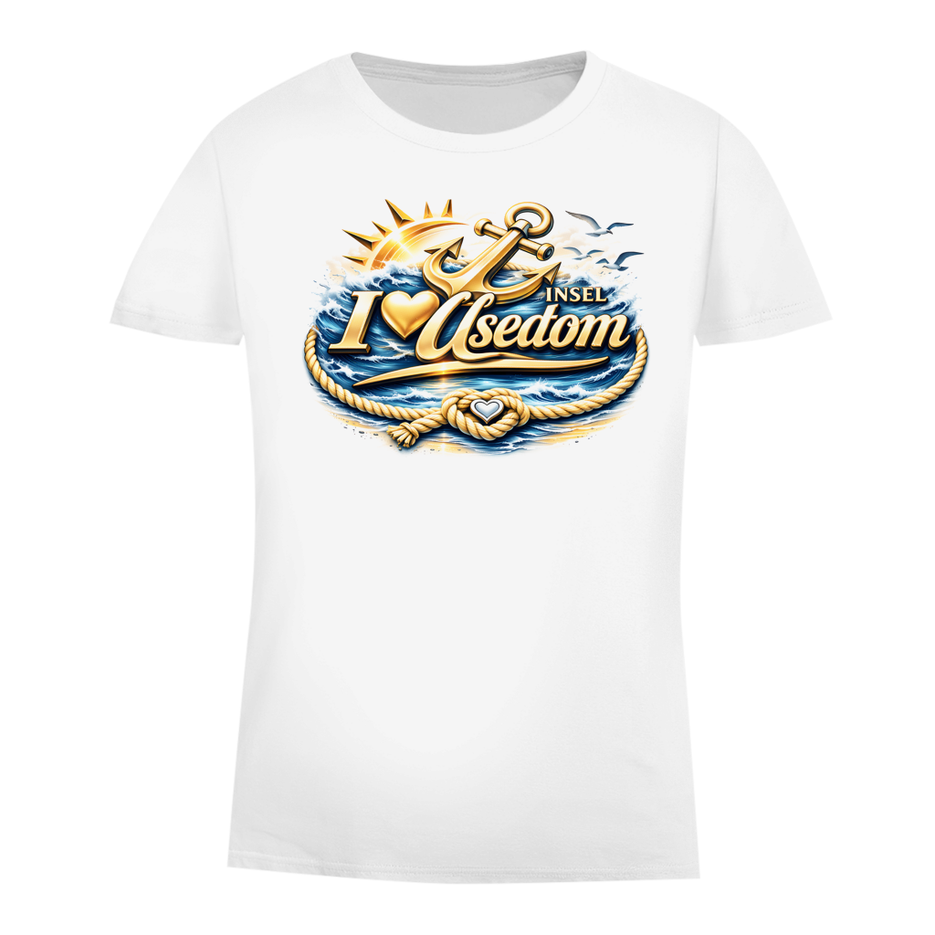 T-Shirt Damen  love Ostsee #607 gold