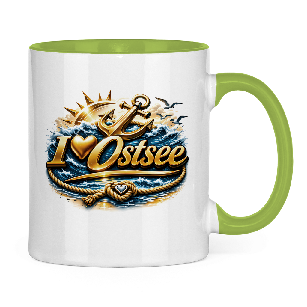Keramik-Tasse zweifarbig   love Ostsee #607 gold