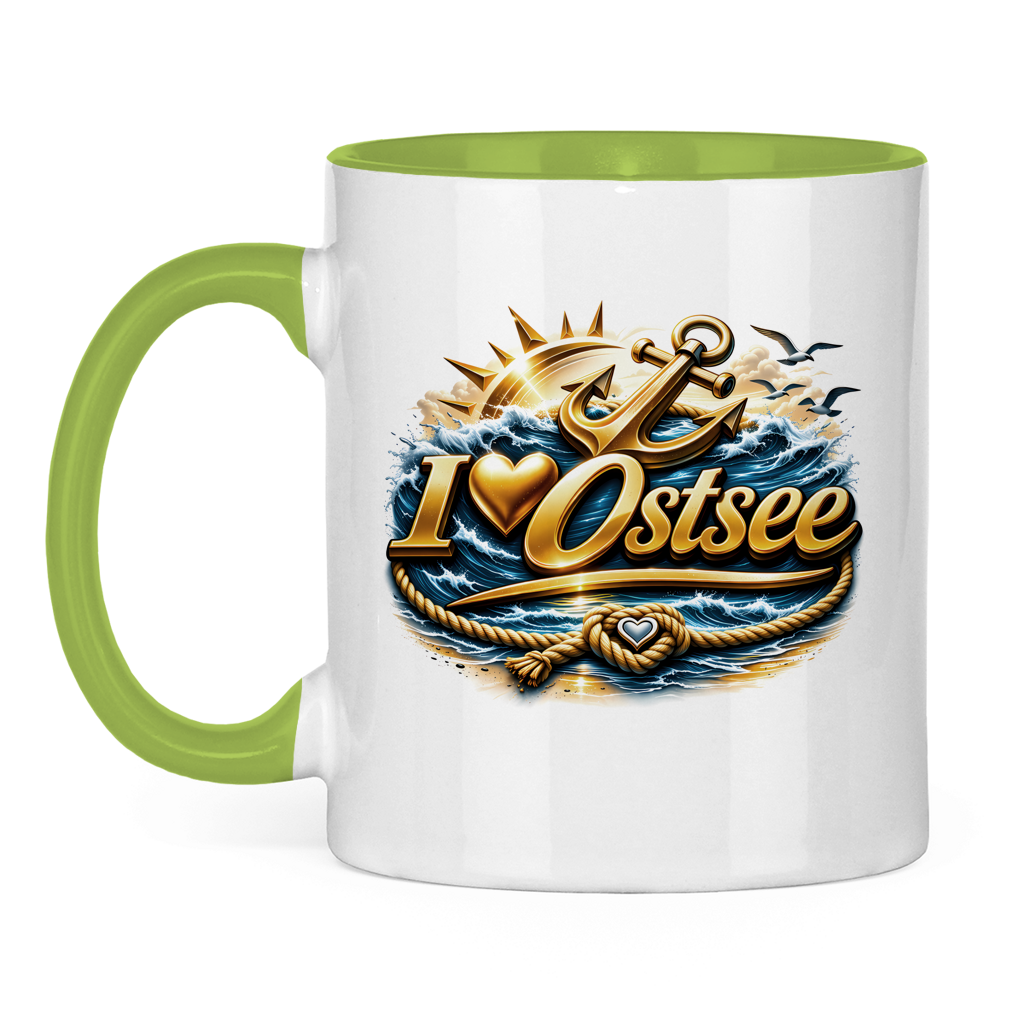 Keramik-Tasse zweifarbig   love Ostsee #607 gold