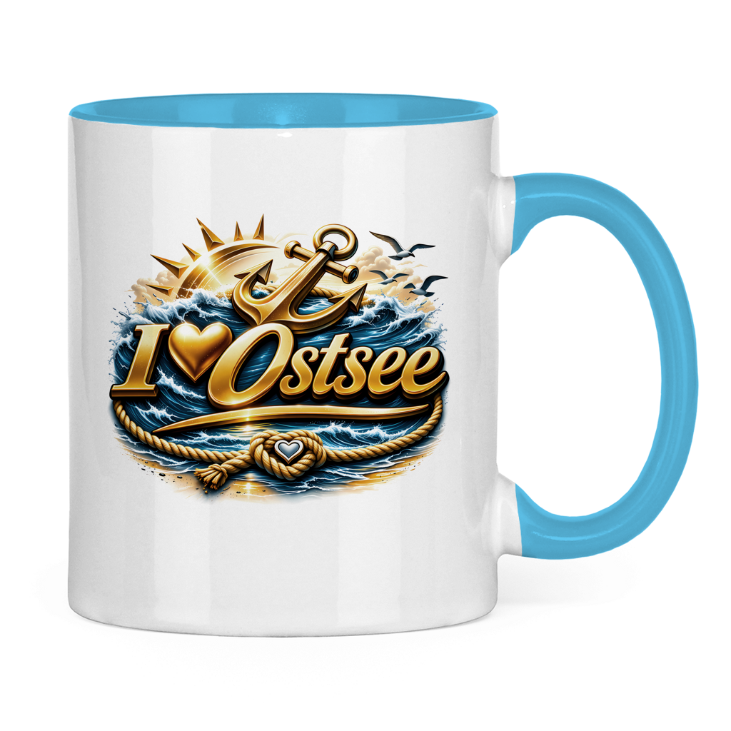 Keramik-Tasse zweifarbig   love Ostsee #607 gold