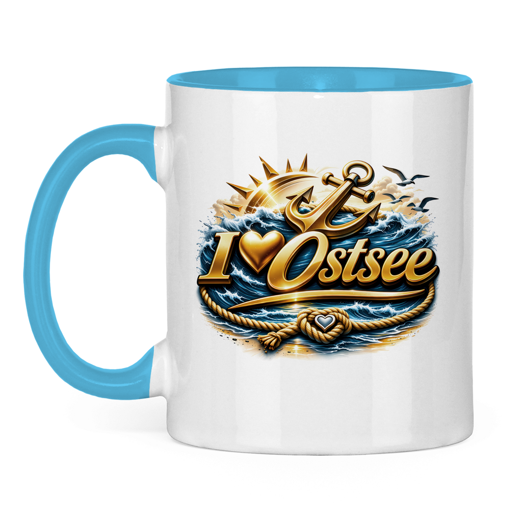 Keramik-Tasse zweifarbig   love Ostsee #607 gold