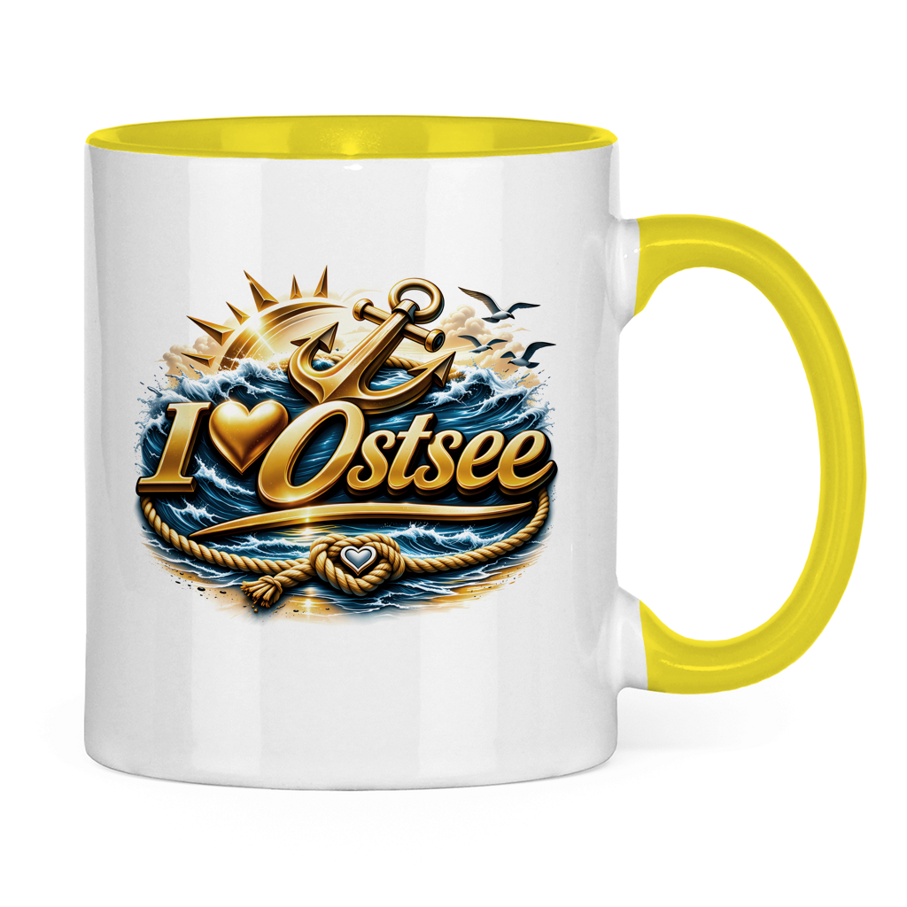 Keramik-Tasse zweifarbig   love Ostsee #607 gold