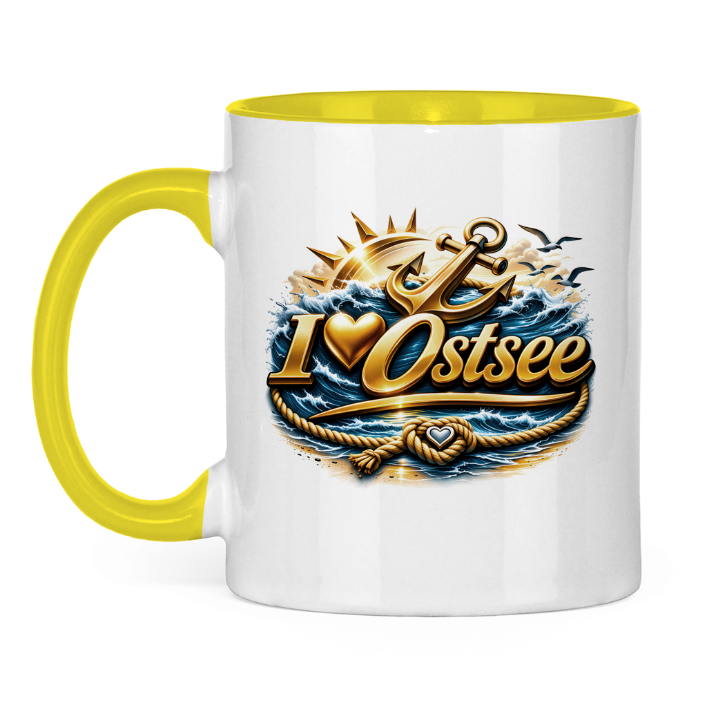 Keramik-Tasse zweifarbig   love Ostsee #607 gold