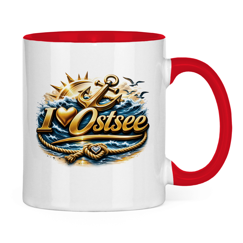 Keramik-Tasse zweifarbig   love Ostsee #607 gold