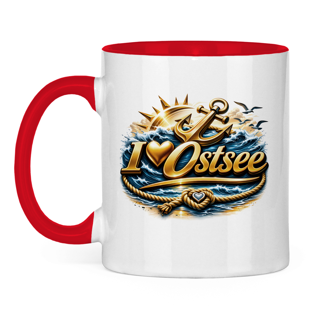 Keramik-Tasse zweifarbig   love Ostsee #607 gold