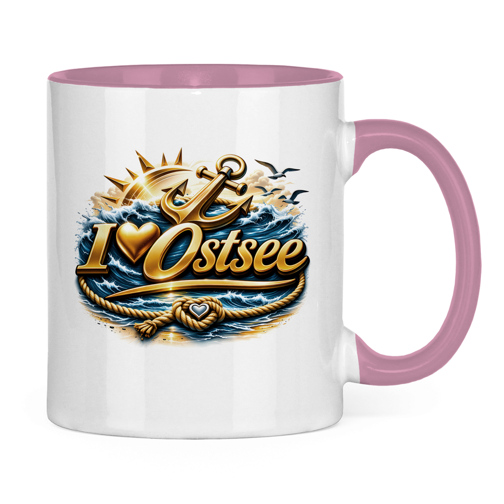 Keramik-Tasse zweifarbig   love Ostsee #607 gold