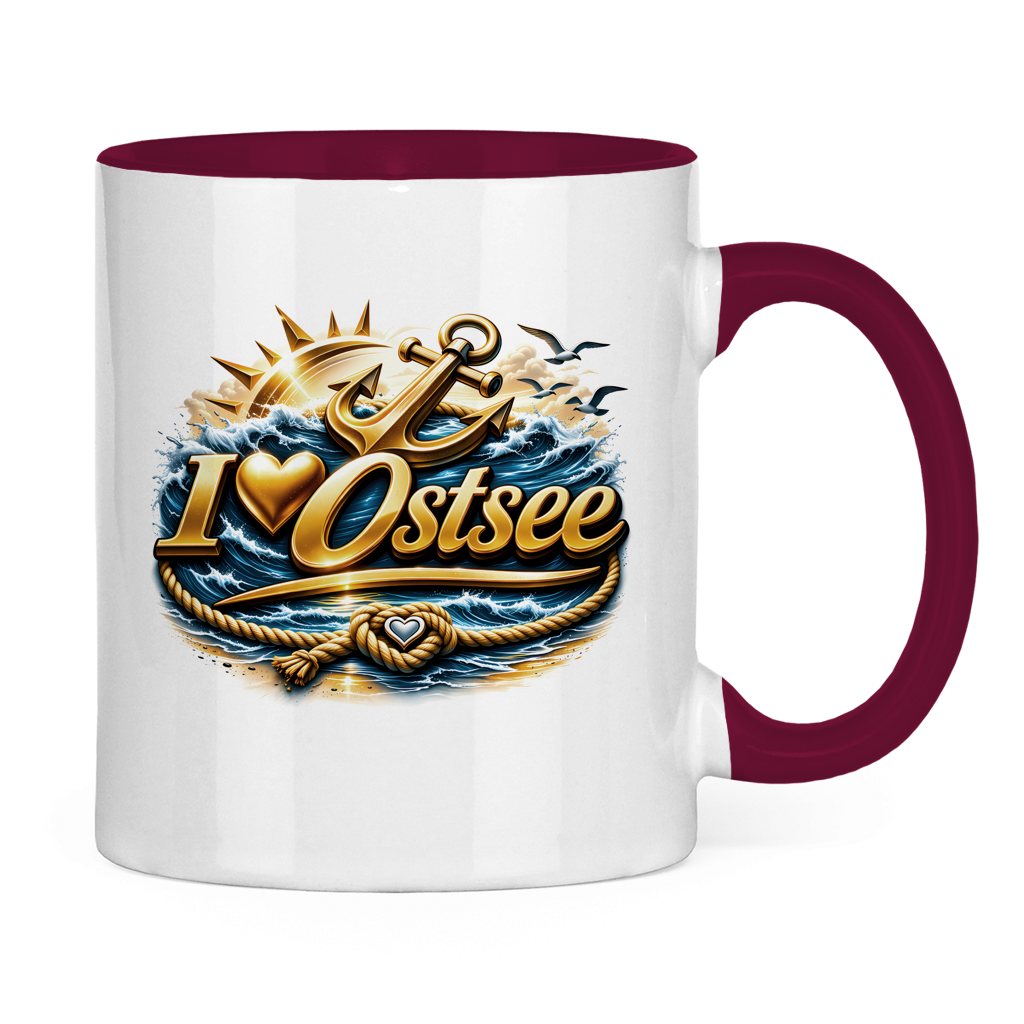 Keramik-Tasse zweifarbig   love Ostsee #607 gold