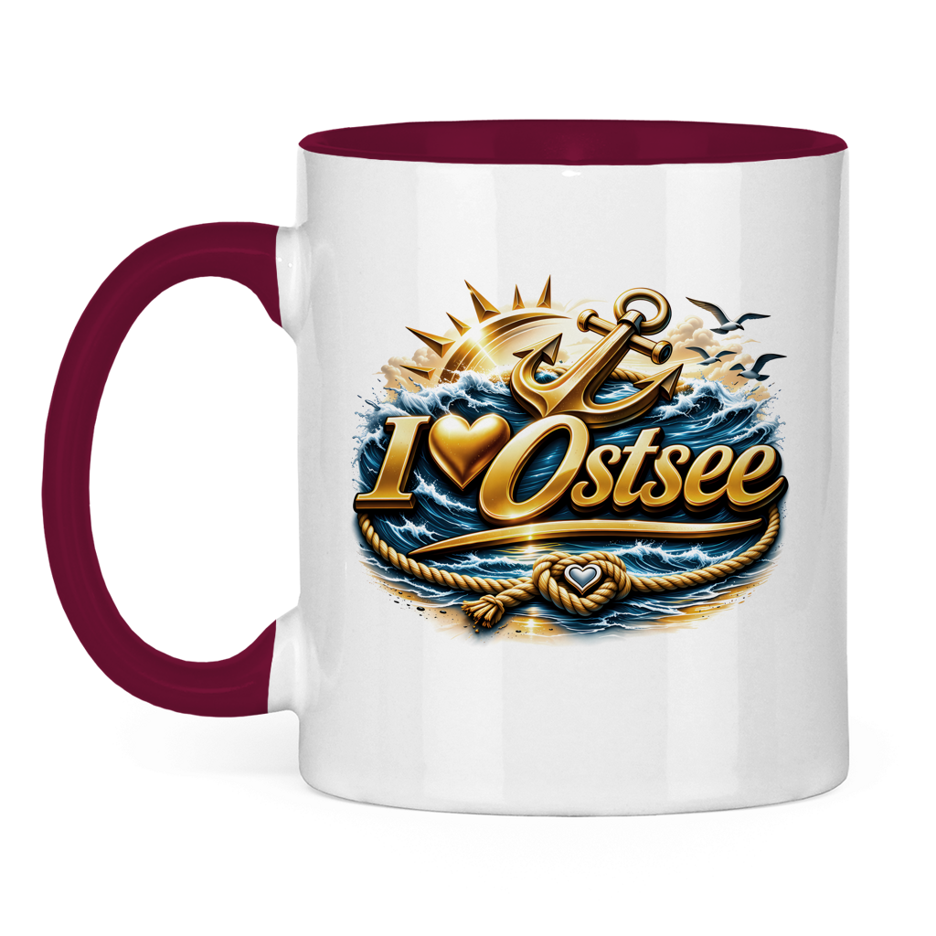 Keramik-Tasse zweifarbig   love Ostsee #607 gold
