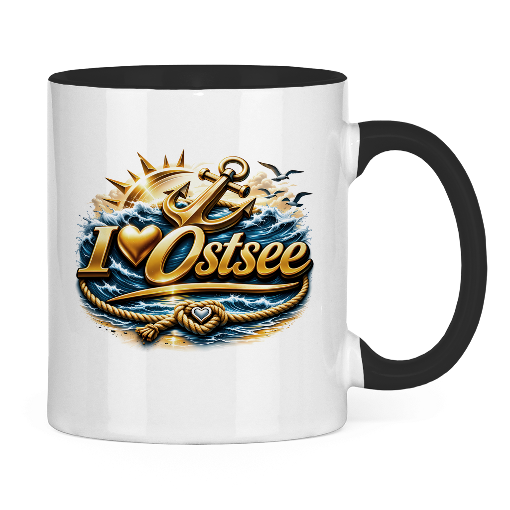 Keramik-Tasse zweifarbig   love Ostsee #607 gold
