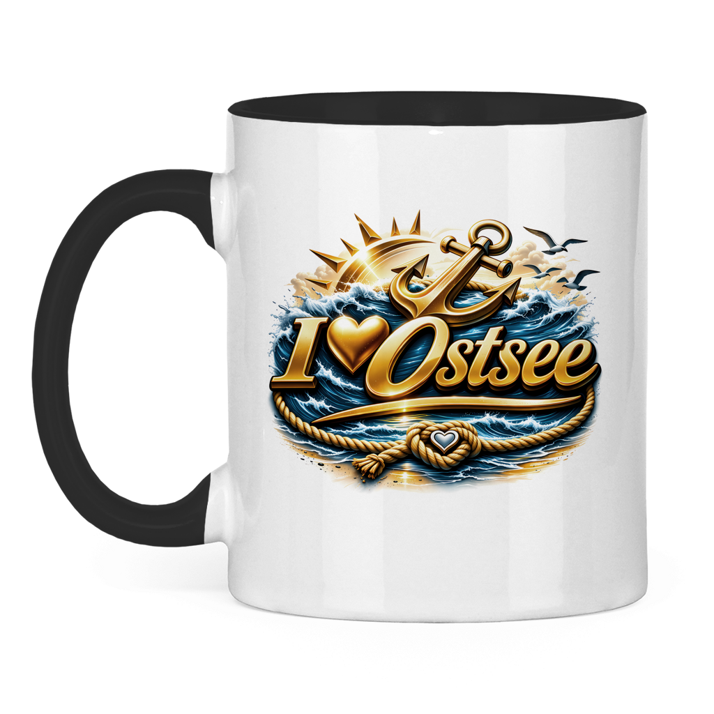 Keramik-Tasse zweifarbig   love Ostsee #607 gold