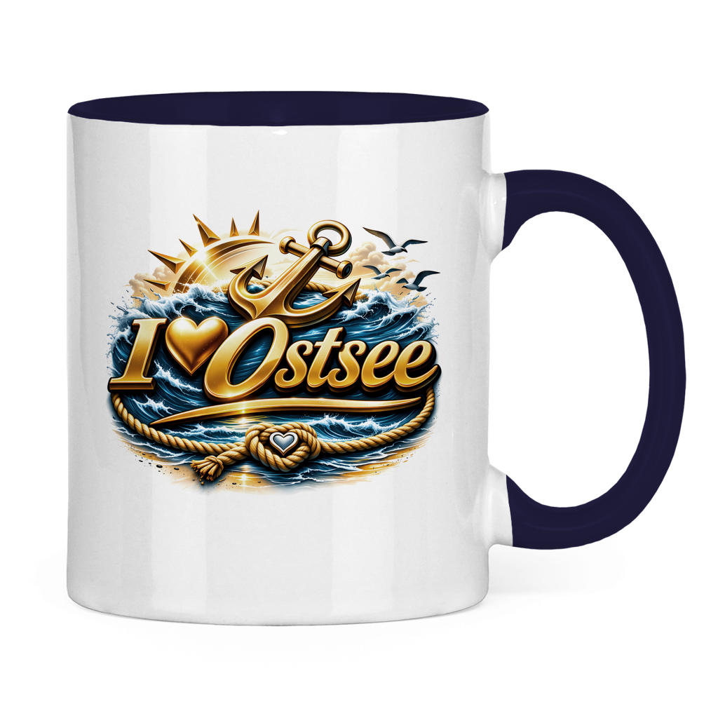 Keramik-Tasse zweifarbig   love Ostsee #607 gold
