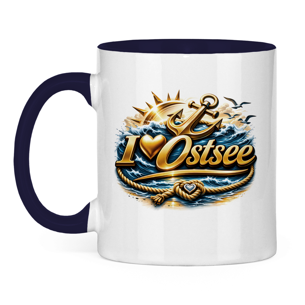 Keramik-Tasse zweifarbig   love Ostsee #607 gold
