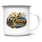 Emaille Tasse  love Ostsee #607 gold