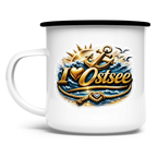 Emaille Tasse  love Ostsee #607 gold