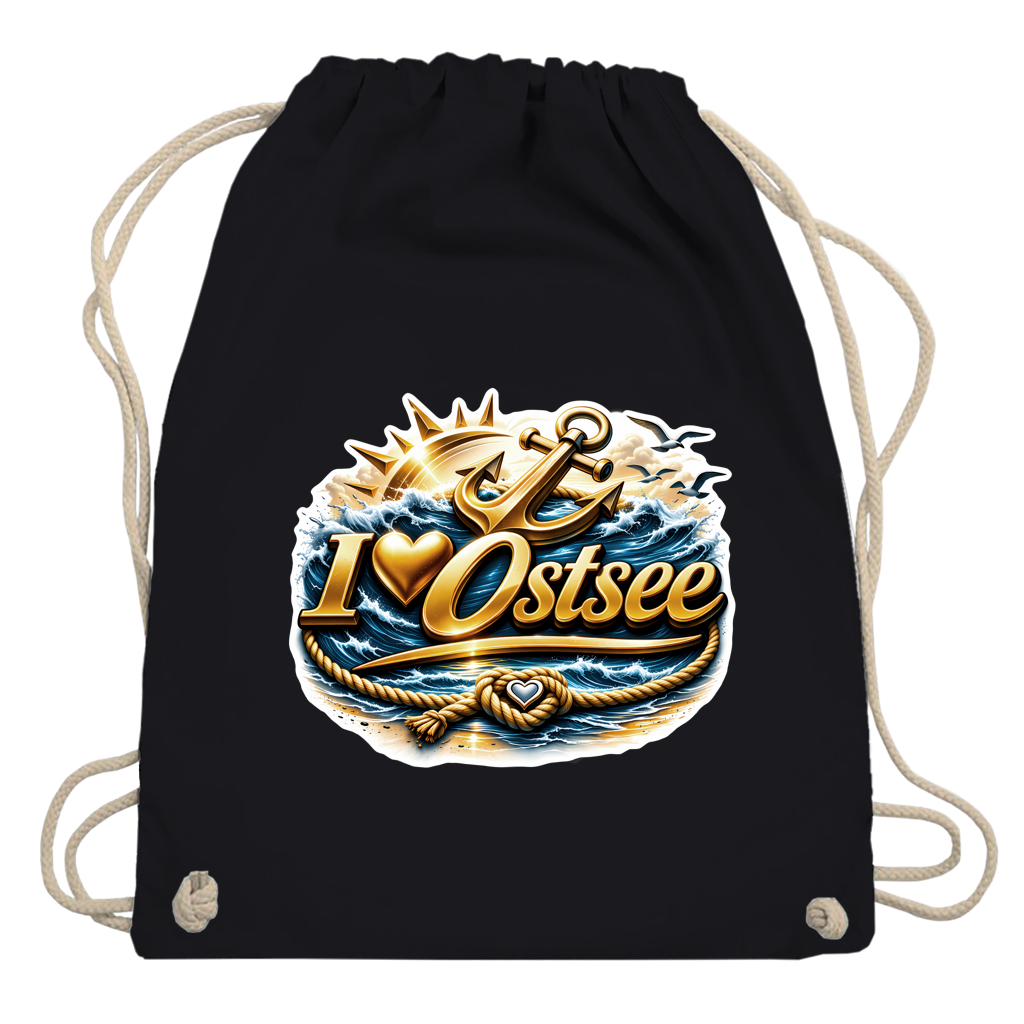 Kordelrucksack  love Ostsee #607 gold