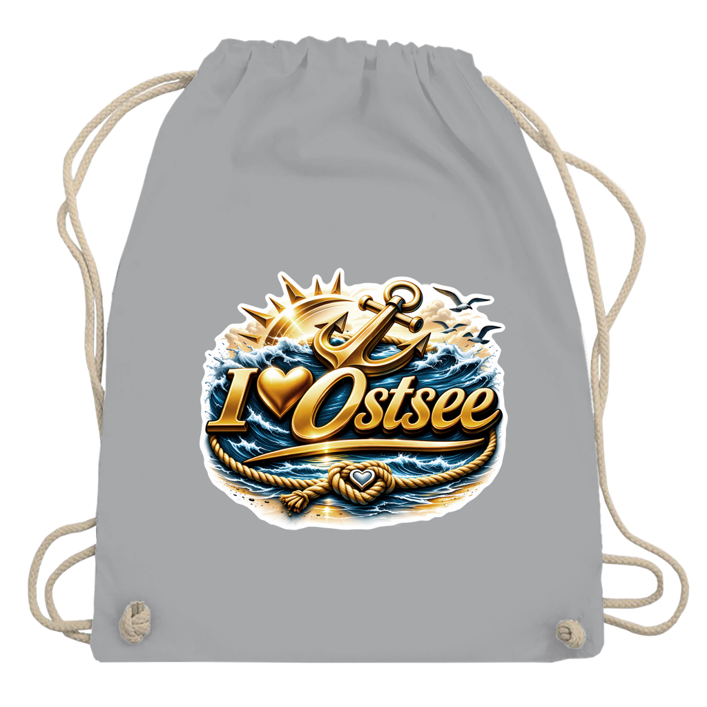 Kordelrucksack  love Ostsee #607 gold