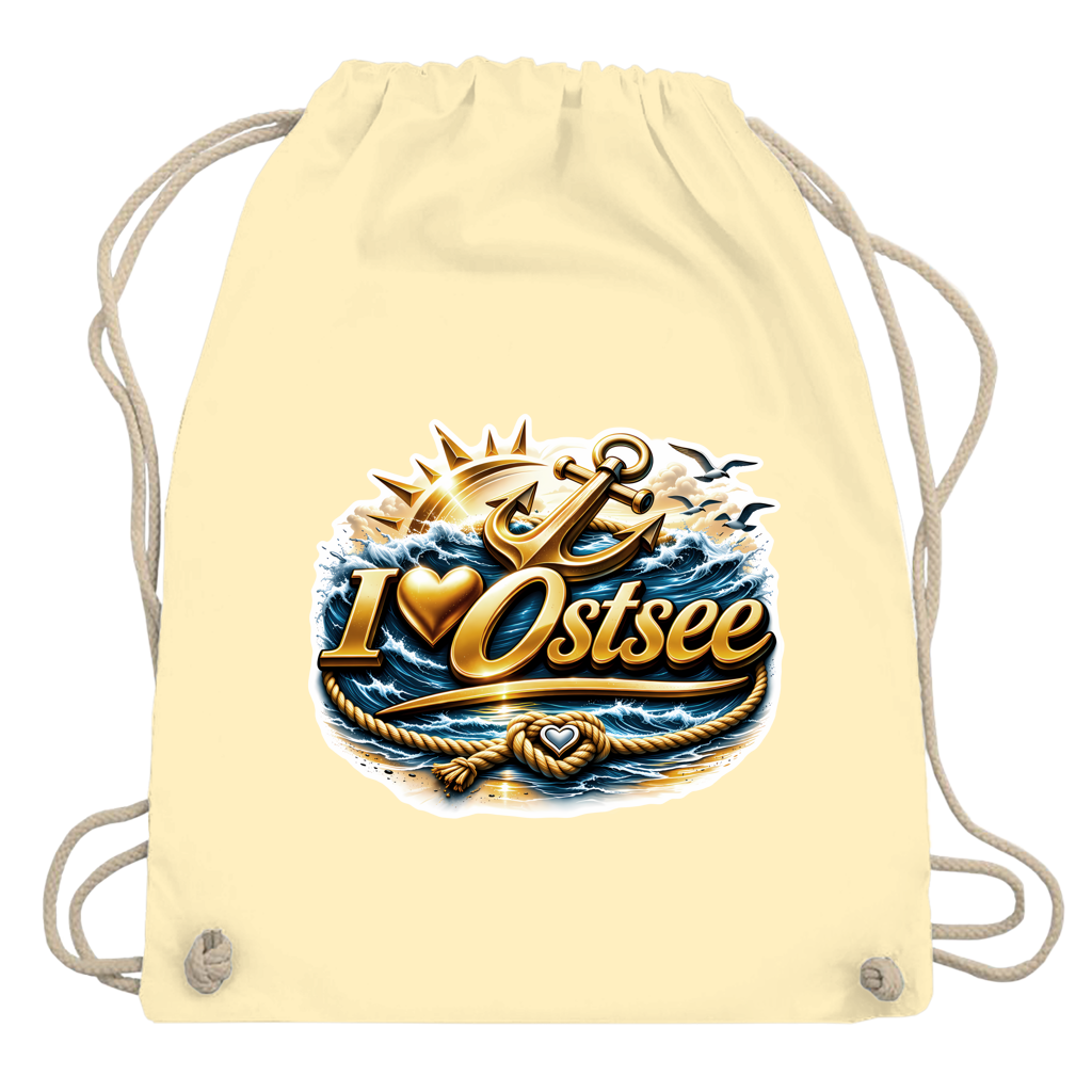 Kordelrucksack  love Ostsee #607 gold