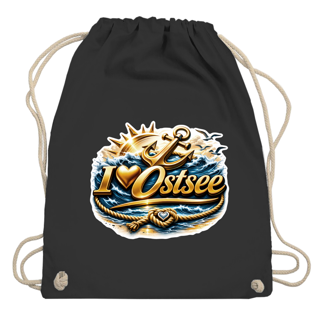 Kordelrucksack  love Ostsee #607 gold