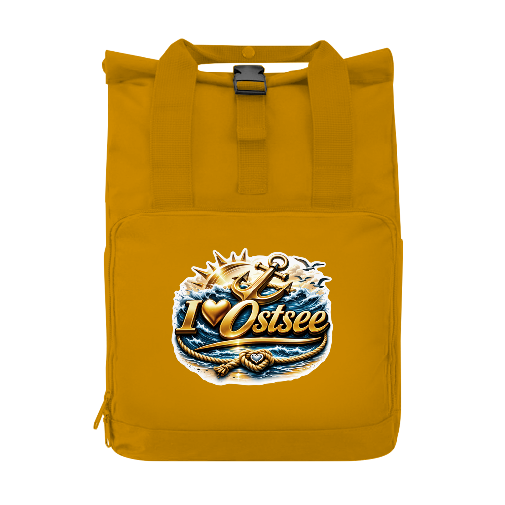 Rucksack mit Seitentasche love Ostsee #607 gold Gr. S
